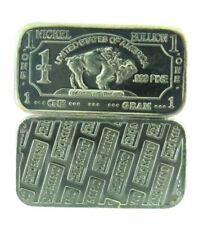 NICKEL Buffalo Bar 1 Gram .999 Nickel Investment BULLION Bar 1g