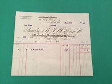 W A Wharram Ltd Leeds 1920 Chemist Catheters   receipt R37207