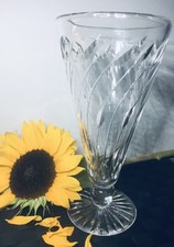 WEBB CORBETT Signed’GRASSES' ‘Bouquet’CRYSTAL 1960s VASE  10in-LEN GREEN Vintage