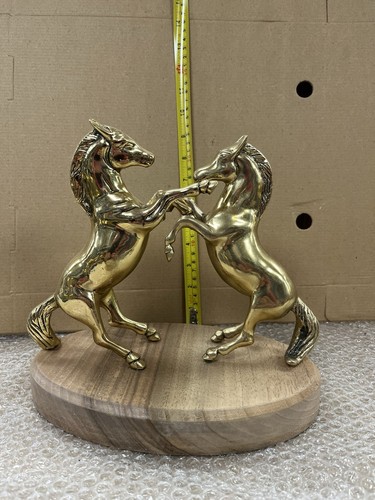 Pair brass prancing horses - pair,
