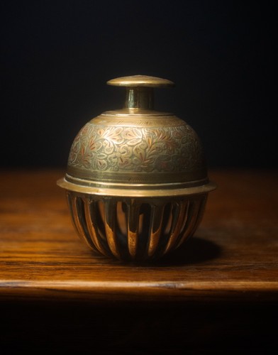 Vintage indian brass bell with - indian,