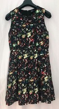 Gap fit and flare dress, multicoloured with black, size UK12, US8