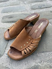 Rohde Mule Tan Brown Small Heel Sandals Size 5.5 Leather