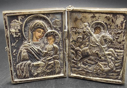 Antique orthodox diptych icon - antique,