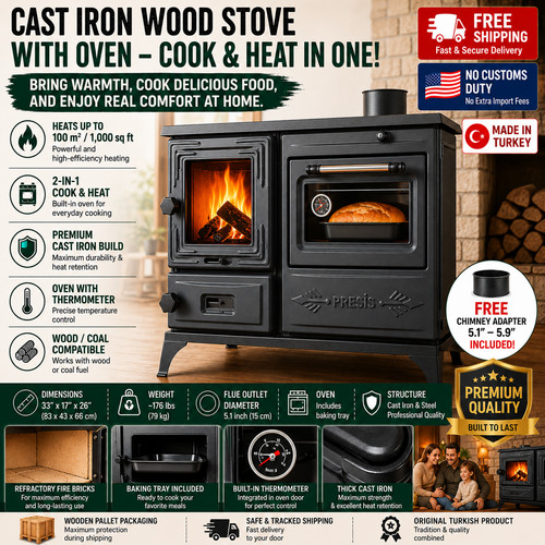 Black cast iron - black, wood