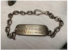 WW2 British Royal Engineers 800 Silver ID Bracelet Major S.G. Plomer