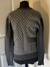 Men's Jack Wills Knitwear Grey Chevron Patterned Crew Neck Jumper Size S 