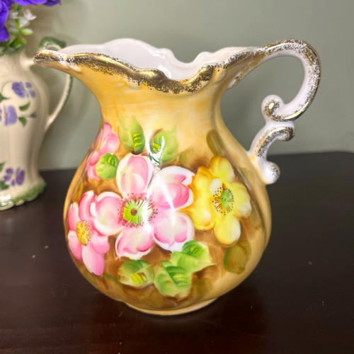 Vintage hand painted floral - hand,