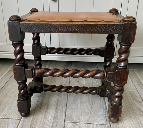 Antique english stool - english, barley