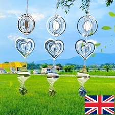 3D Wind Chimes Metal Helix Spinners Outdoor Garden Yard Hanging Decor Ornament