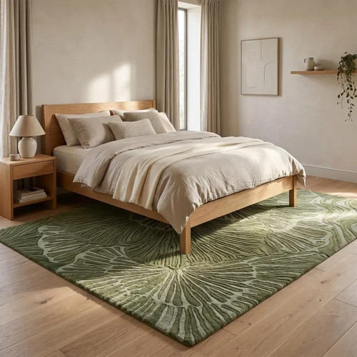Hand tufted leaf wool - hand,