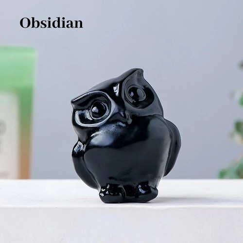 Natural quartz crystal owl - natural,