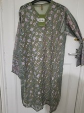 Pakistani Indian Women Embroidery Kurta Kameez UK 12 Medium size Green BNWT