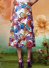 Midi Skirt Printed Monkey Frida Kahlo Size 12 small 14
