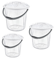 Small Large Clear Plastic Bucket With Lid Carry Handle Storage Container Box Bin