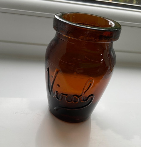 Vintage virol amber glass - amber, jar