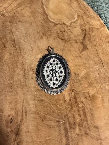 Vintage handmade lace pendant - vintage,