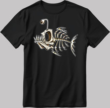 Bone Fish Weird Skeleton White-Black Men's / Women's T-Shirt KA101