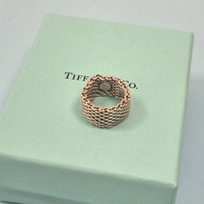 Tiffany & Co Somerset Mesh Heart Sterling Silver Ring Size Uk M 1/2 EU 53 US 6.5