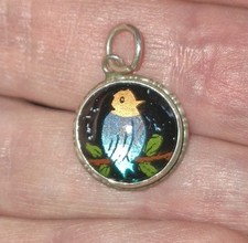 Vintage Art Deco Silver Butterfly Wing Bird Pendant Necklace 