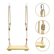 Wood Tree Swing Seat Indoor Outdoor Rope Wooden Swing Set for Children Adult Kit