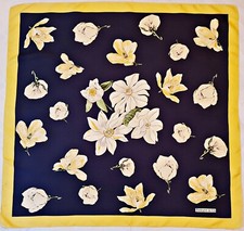SCARF VINTAGE AUTHENTIC TIFFANY&CO LOGO FLORAL ART MAGNOLIA SILK 34" SQUARE