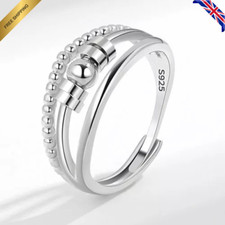Silver Anxiety Fidget Ring for Women Adjustable Anxiety Relief Spinner Mood Ring