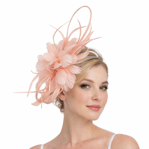Flower feather fascinator with - flower,