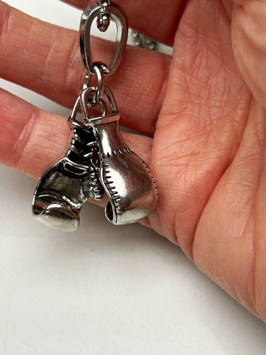 Silver tone boxing glove - silver,