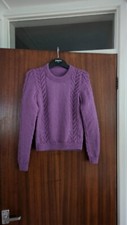 *Hand knitted child's DK 100% wool age 8-9, purple in colour*