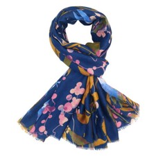 Navy Blue Autumn Leaves Scarf