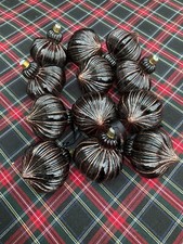 Alison Cork Charcoal/Black With Copper Stripe Onion Shaped Tree Baubles x 12