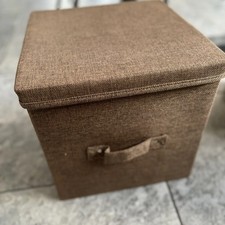 Canvas Storage Cube With Lid Collapsible IKEA Kallax Brown