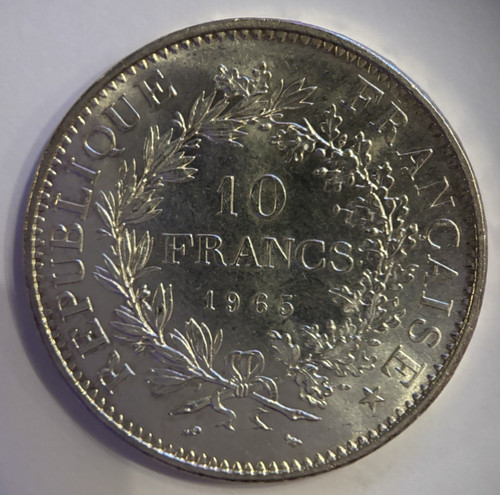 1965 france francs - 10, silver