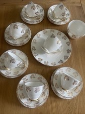Vintage Sampson Smith Old Royal Bone China 21 Piece Tea Set Cream Gold 1940’s