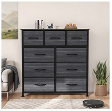 Fabric Chest of Drawers 9 Drawer Dresser Bedroom Bedside Storage Organizer Unit