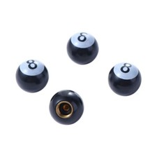 x4 Black 8 Ball Tyre Valve Dust Caps For BMX Bike Car Motorcycle Universal Fit