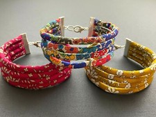 A Handmade 4 Layers Chunky Statement Liberty Fabric Bracelet Bangle wristband