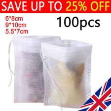 S/M/L 100pcs Cotton Bags Empty Tea Bags Herbs Strainer Filter Loose Tea UK