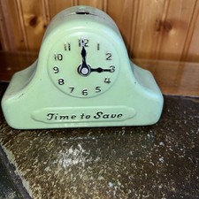 1930s Metal Mantel Clock Bank