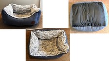 SNUG & COSY NOVARA DOG BED, CHARCOAL FAUX SUEDE & FLEECE