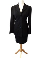 Laura Ashley Black Skirt Suit Wool Blend Size 10