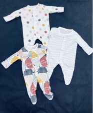 Ex Mothercare Girl 3 Pack  Spotty Elephant Stripe Sleepsuit Babygrow 3 - 12 Mth
