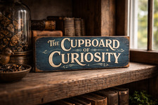 curiosity sign wooden vintage