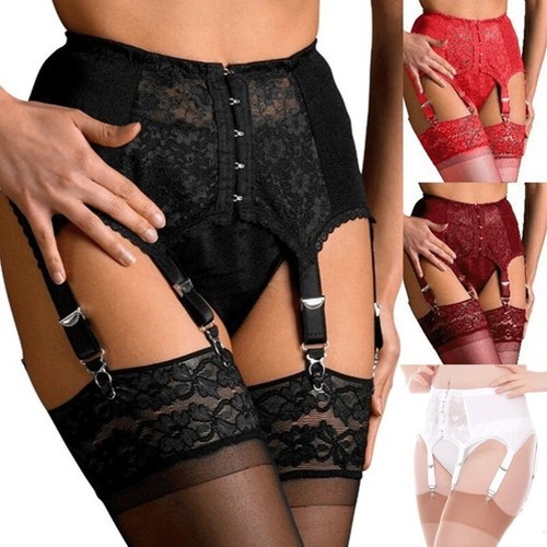 Sexy black floral lace garter - black,