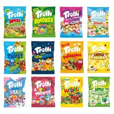 Assorted Fruit Flavour Gummy Jelly Mallow Sweets Trolli Share Bags (Pack of 3)