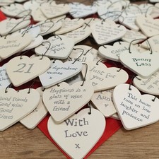 Tiny Small Wood Heart Messages Gift Tags Signs Keepsakes 3cm Wedding Favour Love
