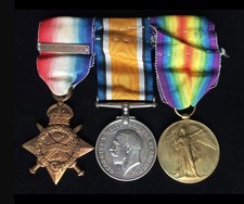 WW1 PIPER Highland Light Infantry 14 Star & Bar Trio With Original Ribbons