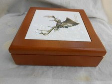 DRESSER BOX Mens CERAMIC TILE DEER BUCK STAG VALET trinkets jewelry