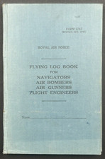 Post War Royal Air Force Flying Log Book Many Aircraft, Parachute Entries